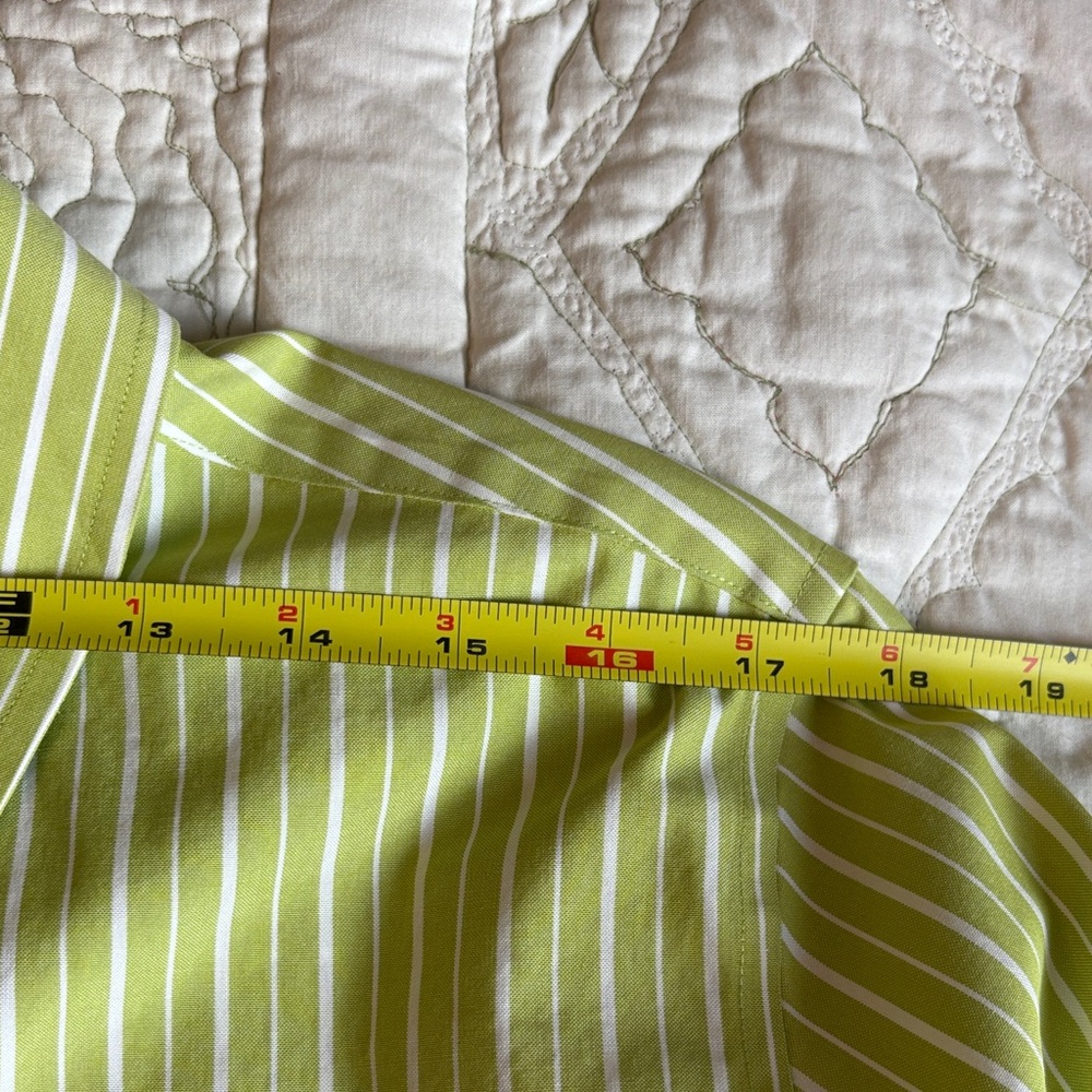 Green Striped Button-Up Shirt XL - Picture 6 of 9